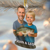 Custom Photo Acrylic Ornament - Personalized Christmas Birthday Fishing Gifts For Fisherman - Dad’s Little Fishing Partners Forever
