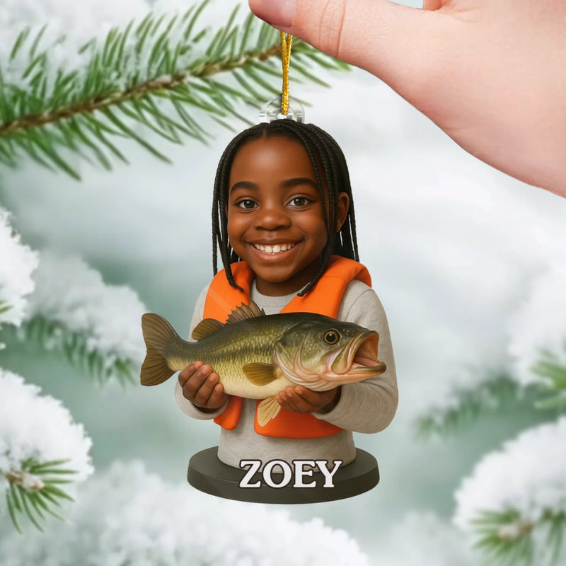 Custom Photo Acrylic Ornament - Personalized Christmas Birthday Fishing Gifts For Fisherman - Little Hands, Big Fishing Adventures