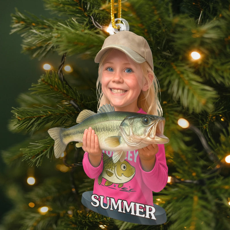 Custom Photo Acrylic Ornament - Personalized Christmas Birthday Fishing Gifts For Fisherman - Tiny Fishergirl With Big Dreams