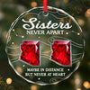 Custom Long Distance Circle Glass Ornament - Personalized Christmas Birthday Gifts For Brother, Sister - Miles Apart Hearts Aligned
