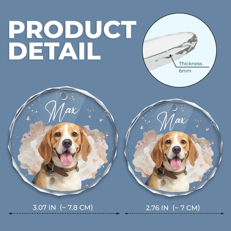 Custom Photo Circle Glass Ornament - Personalized Pet Christmas Memorial Sympathy Gifts For Dogs, Cats - Pawprints In My Heart