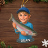 Custom Photo Acrylic Ornament - Personalized Christmas Birthday Fishing Gifts For Fisherman - Little Fisherboy Casting Big Joy