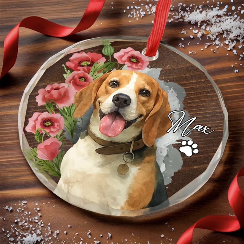 Custom Photo Circle Glass Ornament - Personalized Christmas Birthday Gifts For Dog Cat Lovers, Dog Dad And Mom, Cat Owners - You Are My Daily Smile