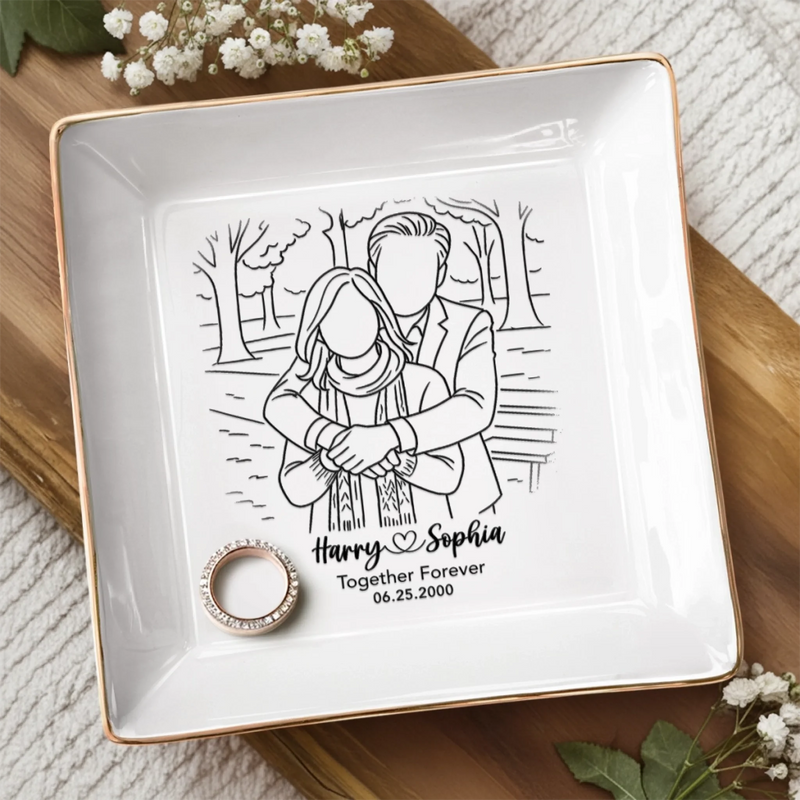 Custom Photo Jewelry Dish - Personalized Anniversary Wedding Gifts For Husband And Wife, Him And Her  - Forever Choosing You