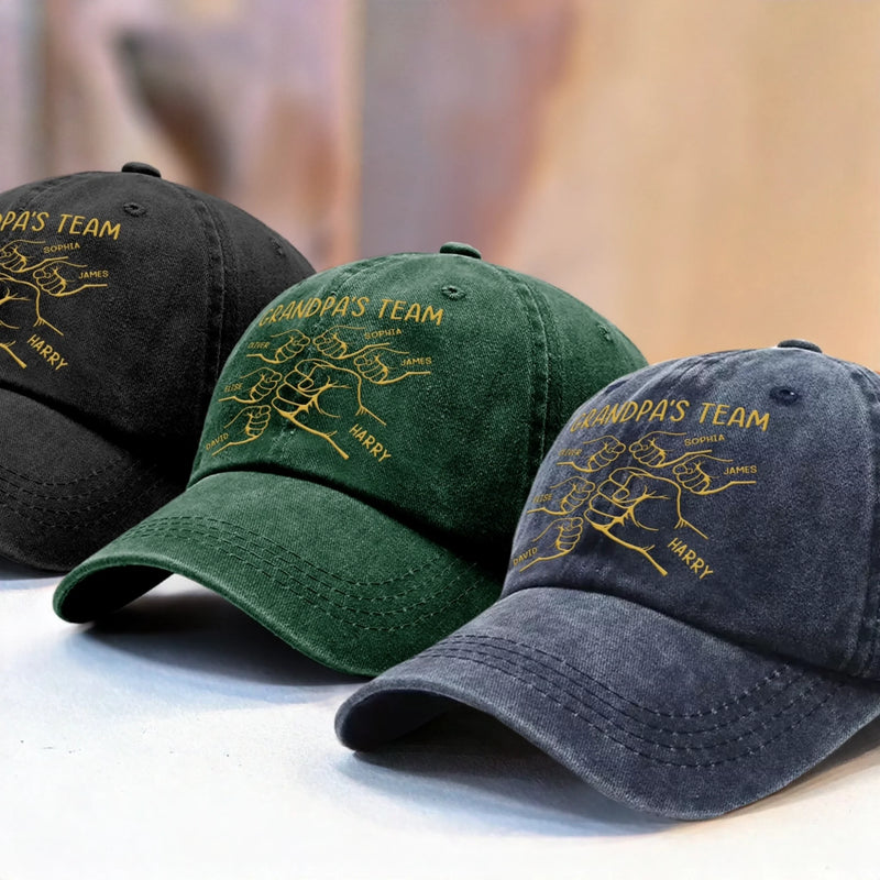 Custom Vintage Washed Denim Baseball Cap - Personalized Birthday Gifts For Dad, Grandpa - You Shape Our Little World