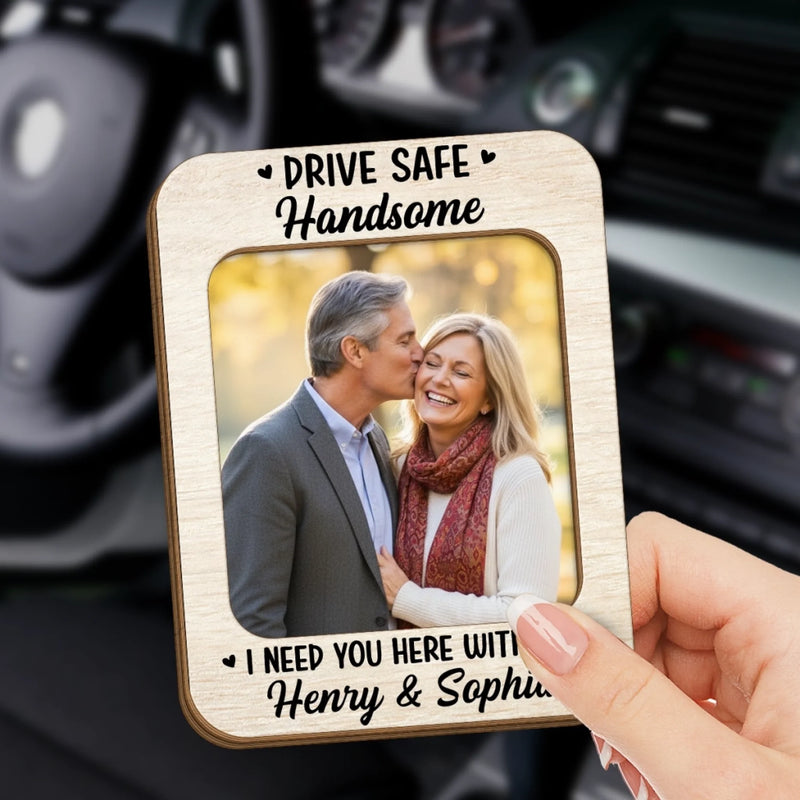 Custom Photo Car Visor Clip - Personalized Anniversary Wedding Gifts For Husband And Wife, Him And Her - I Need You Here With Me