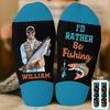 Custom Photo Crew Socks - Personalized Christmas Birthday Fishing Gifts For Fisherman - Professional Line Caster