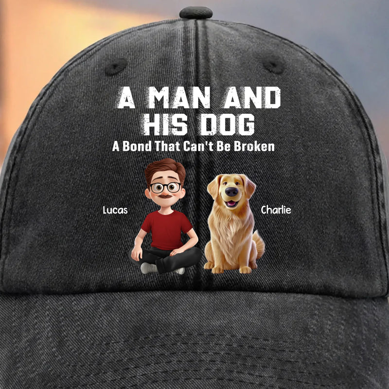 Custom Vintage Washed Denim Baseball Cap - Personalized Christmas Birthday Gifts For Dog Lovers, Dog Dad And Mom - Fetch Expert