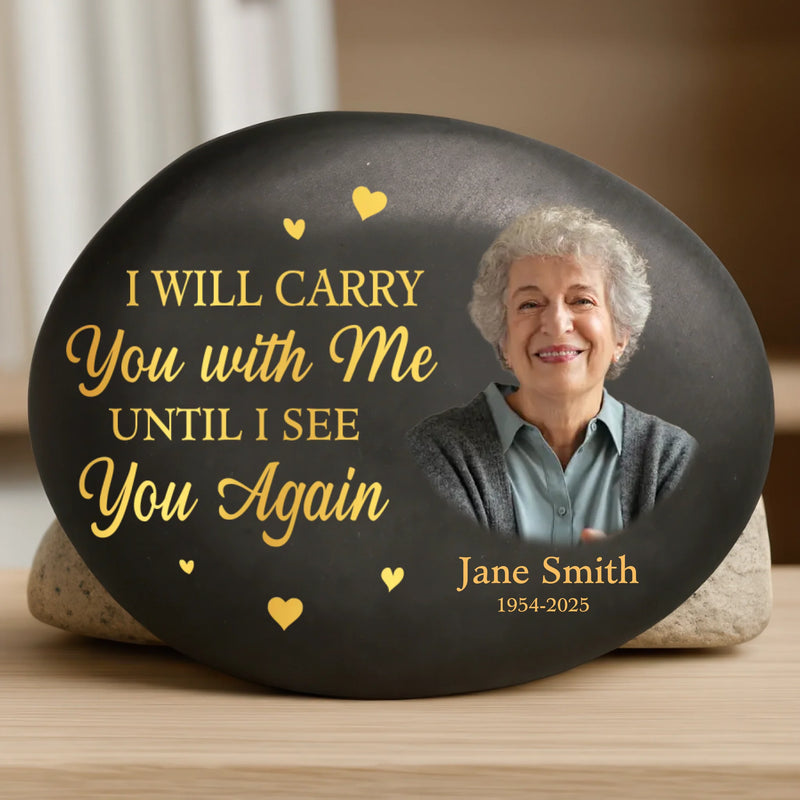 Custom Photo Printed Rock - Personalized Memorial Sympathy Gifts For Loss Of Mom, Dad - Watching Over Us Always