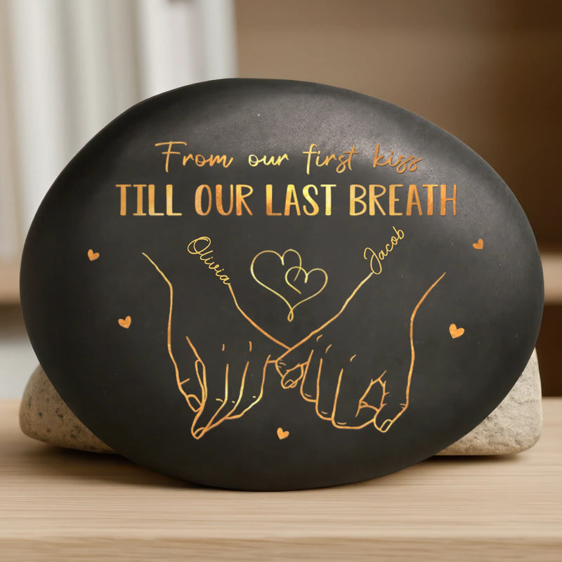 Custom Printed Rock - Personalized Anniversary Wedding Gifts For Husband And Wife, Him And Her - Hand In Hand, Come What May