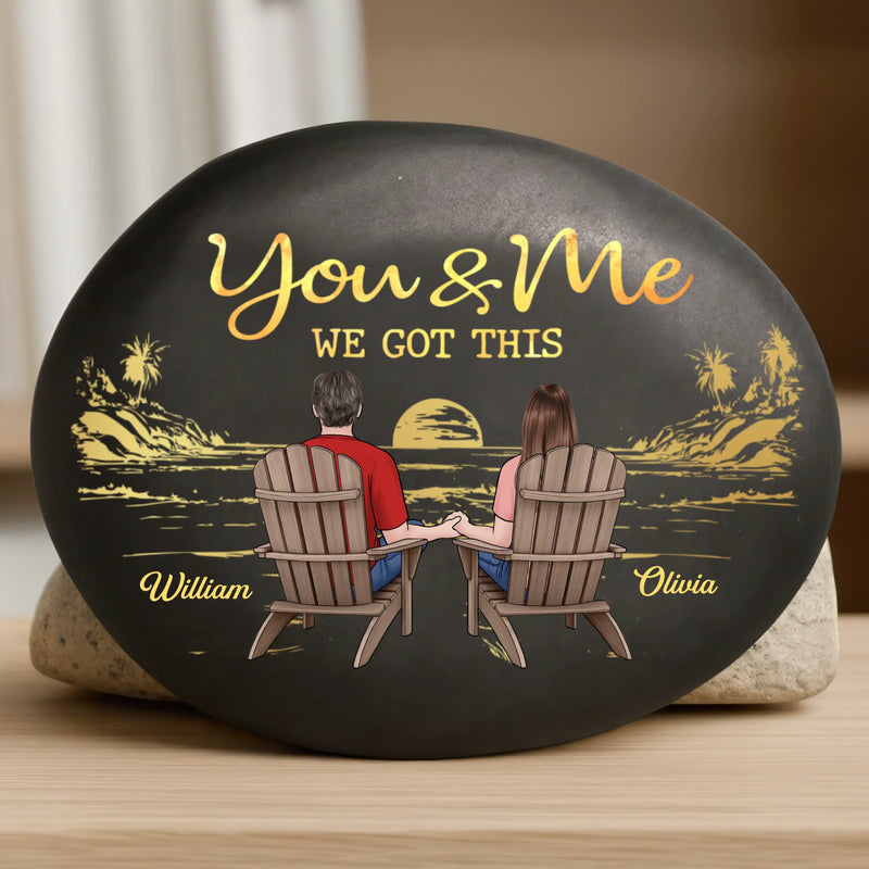 Custom Name Sunset Couple Gifts - Personalized UV Printed Rock