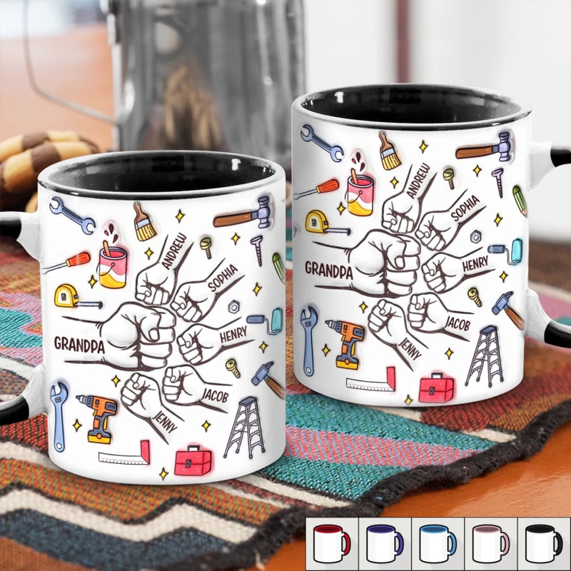 Custom Accent Mug - Personalized Birthday Gifts For Dad, Grandpa - Grandpa Loved by His Littles