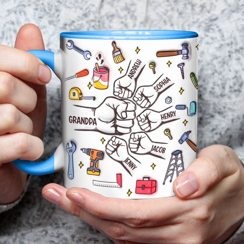 Custom Accent Mug - Personalized Birthday Gifts For Dad, Grandpa - Grandpa Loved by His Littles