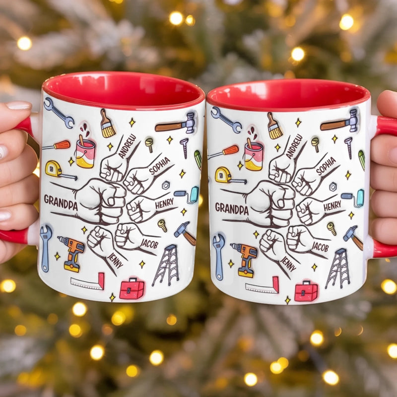 Custom Accent Mug - Personalized Birthday Gifts For Dad, Grandpa - Grandpa Loved by His Littles