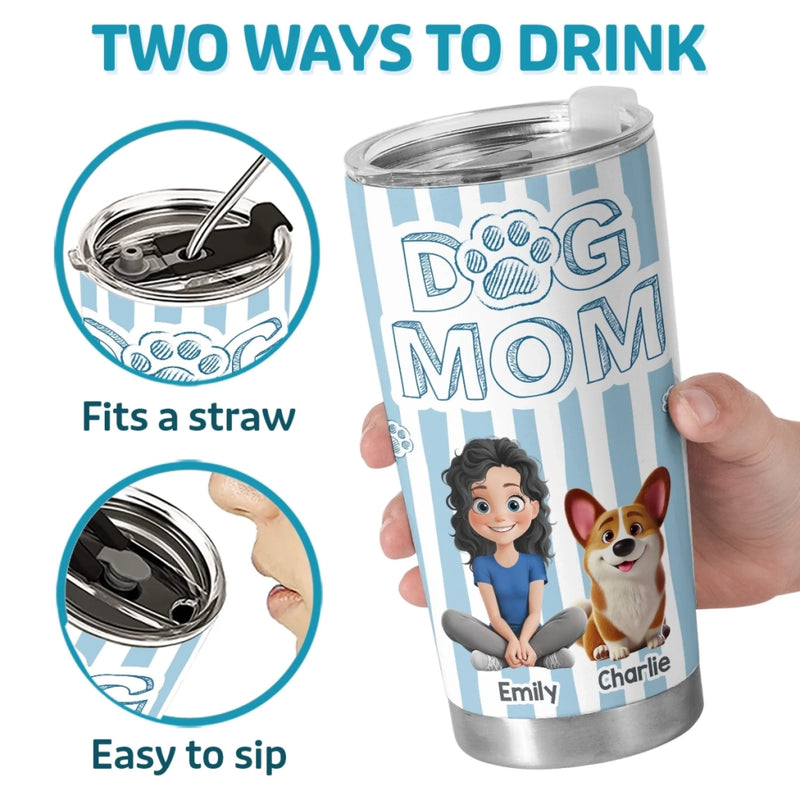 Custom Tumbler - Personalized Birthday Gifts For Dog Cat Lovers, Dog Dad And Mom, Cat Owners - Mom Of A Good Boy