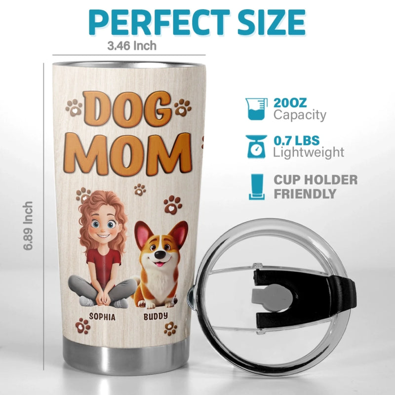 Custom Tumbler - Personalized Birthday Gifts For Dog Cat Lovers, Dog Dad And Mom, Cat Owners - Living My Best Dog Mom Life