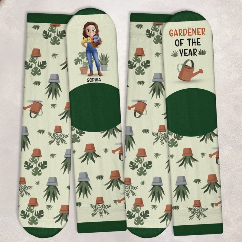 Custom Crew Socks - Personalized Birthday Garden Gifts For Gardeners - Plant Lady Energy
