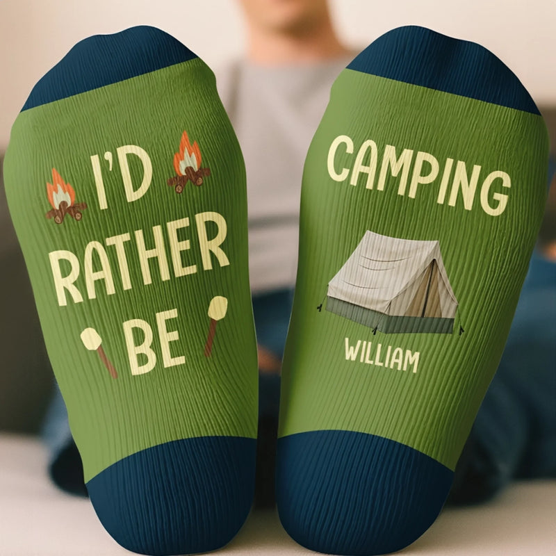 Custom Crew Socks - Personalized Birthday Camping Gifts For Campers - Camp Vibes Only