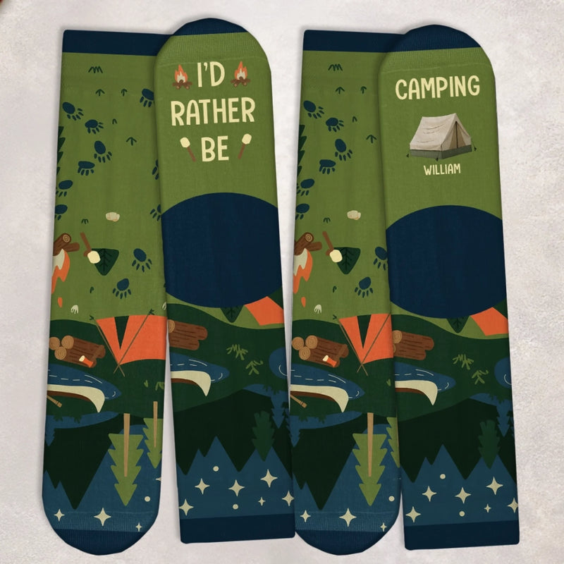 Custom Crew Socks - Personalized Birthday Camping Gifts For Campers - Camp Vibes Only