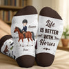 Custom Horse Riding Crew Socks - Personalized Birthday Gifts For Men And Women, Horse Lovers - Life Is Better With Horses