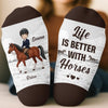 Custom Horse Riding Crew Socks - Personalized Birthday Gifts For Men And Women, Horse Lovers - Life Is Better With Horses
