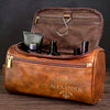 Custom Engraved Leather Toiletry Bag - Personalized Birthday Gifts For Dad, Brother, Grandpa, Husband - Crafted For A Good Man