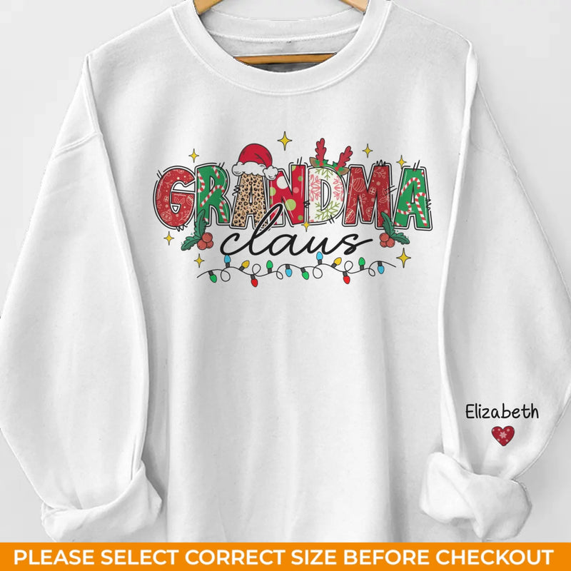 Grandma’s Love Fills Christmas With Joy - Family Personalized Custom Unisex Sweatshirt With Design On Sleeve - Christmas Gift For Mom, Grandma