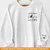 Custom Unisex Sweatshirt, Hoodie With Design On Sleeve - Personalized Christmas Birthday Gifts For Cat Lovers, Cat Mom And Dad - My Therapist Has Whiskers