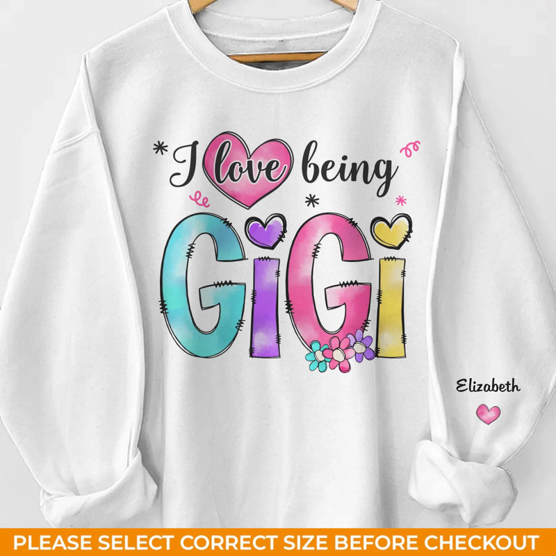 Love My Grandbabies - Family Personalized Custom Unisex Sweatshirt, Hoodie With Design On Sleeve - Mother's Day, Gift For Mom, Grandma
