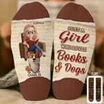 Custom Name Book and Dog Lover Gifts for Women - Personalized Middle Tube Socks
