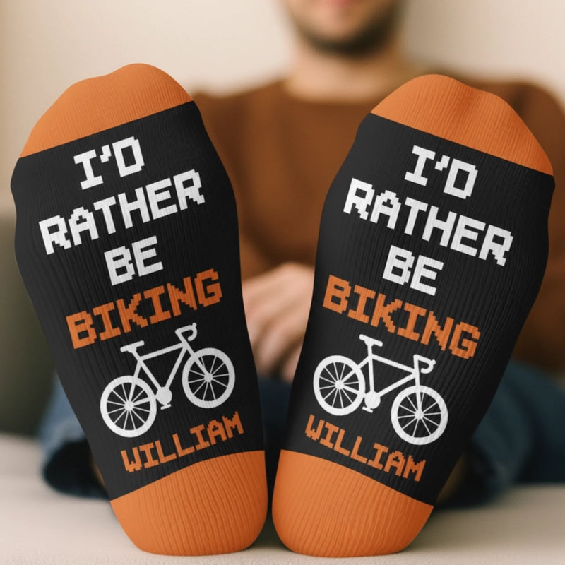 Custom Crew Socks - Personalized Birthday Cycling Gifts For Cyclists, Riders, Biking Lovers - Happiness Is A Bike Ride