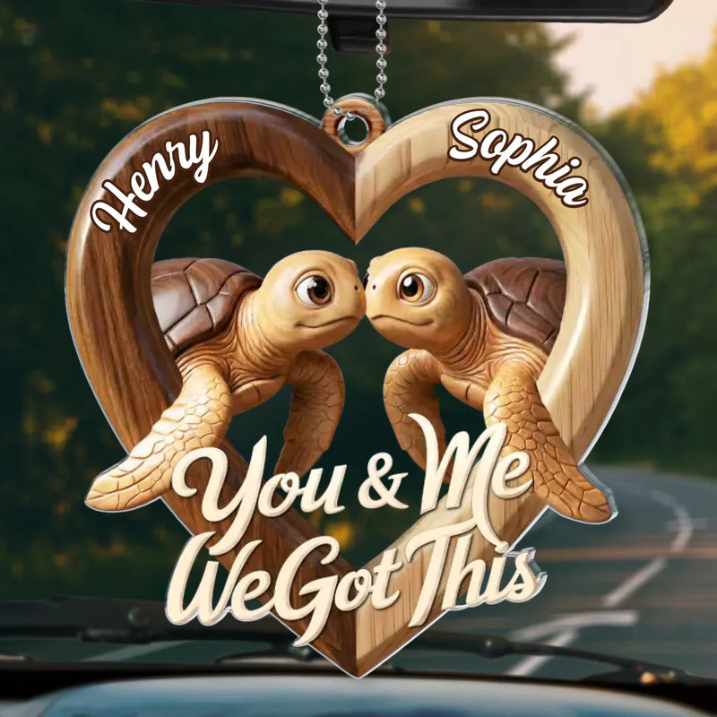 Custom Acrylic Car Ornament - Personalized Anniversary Wedding Gifts For Husband And Wife, Him And Her - Two Hearts One Road