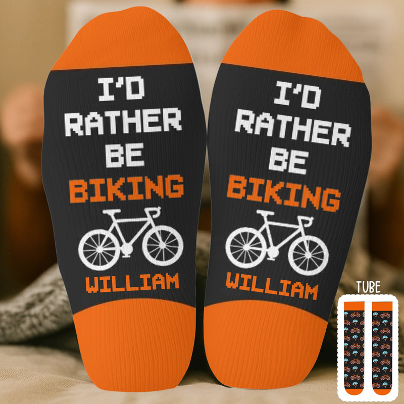 Custom Crew Socks - Personalized Birthday Cycling Gifts For Cyclists, Riders, Biking Lovers - Happiness Is A Bike Ride