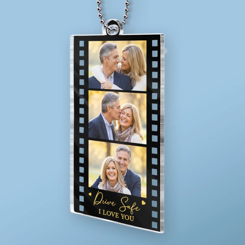Custom Photo Acrylic Car Ornament - Personalized Anniversary Wedding Gifts For Husband And Wife, Him And Her - Love Travels With Us