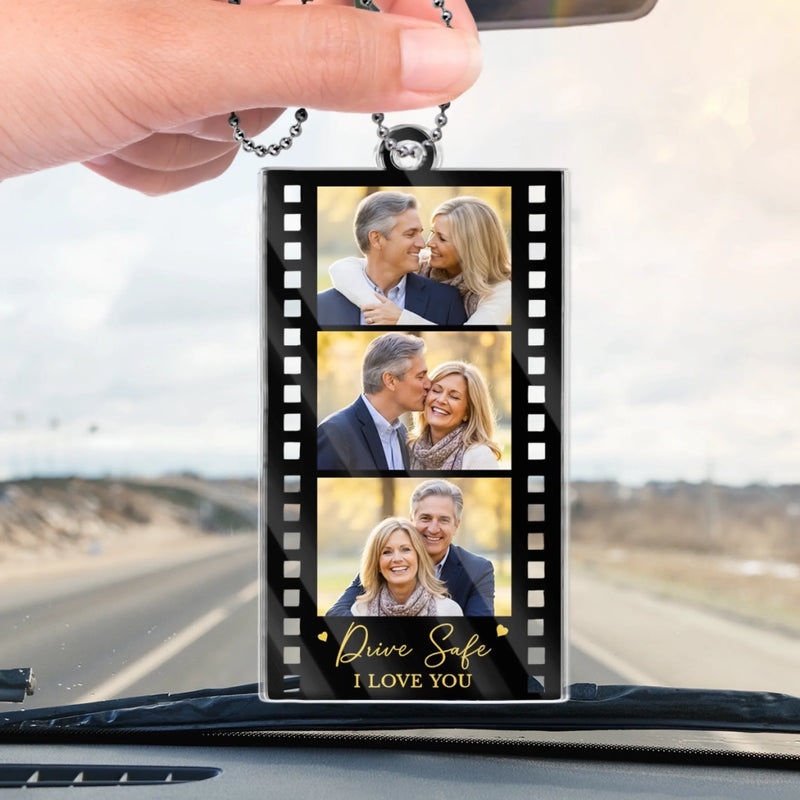 Custom Photo Acrylic Car Ornament - Personalized Anniversary Wedding Gifts For Husband And Wife, Him And Her - Love Travels With Us