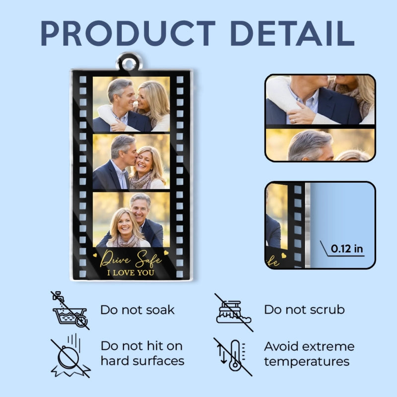 Custom Photo Acrylic Car Ornament - Personalized Anniversary Wedding Gifts For Husband And Wife, Him And Her - Love Travels With Us