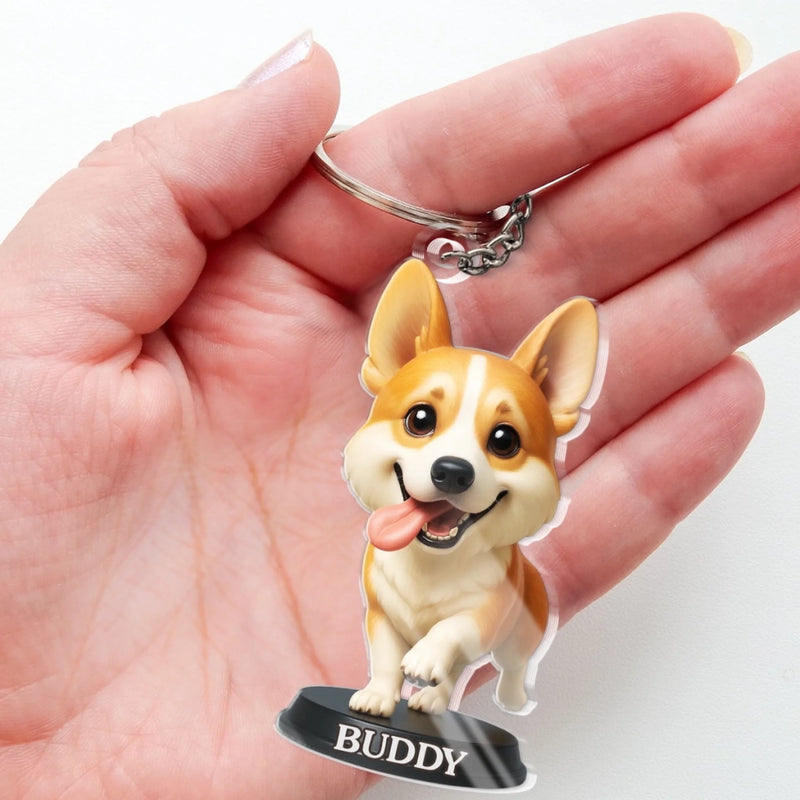 Custom Photo Shaped Acrylic Keychain -  Personalized Birthday Gifts For Dog Cat Lovers, Dog Dad And Mom, Cat Owners - Pets Make Life Better