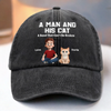 Custom Vintage Washed Denim Baseball Cap US - Personalized Birthday Gifts For Cat Lovers, Cat Mom And Dad - Adventures With My Furry Fam
