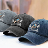 Custom Vintage Washed Denim Baseball Cap US - Personalized Retirement Gifts For Women, Men - Living On Vacation Mode