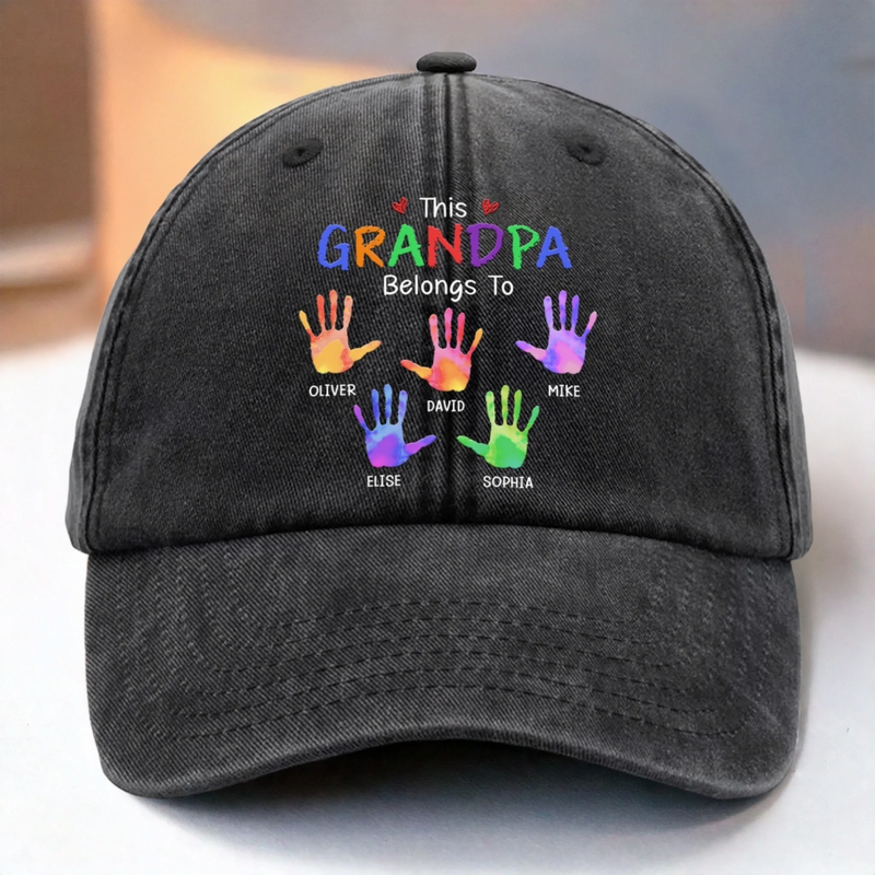 Custom Vintage Washed Denim Baseball Cap US - Personalized Birthday Gifts For Dad, Grandpa - Grandpa You Are Our Joy
