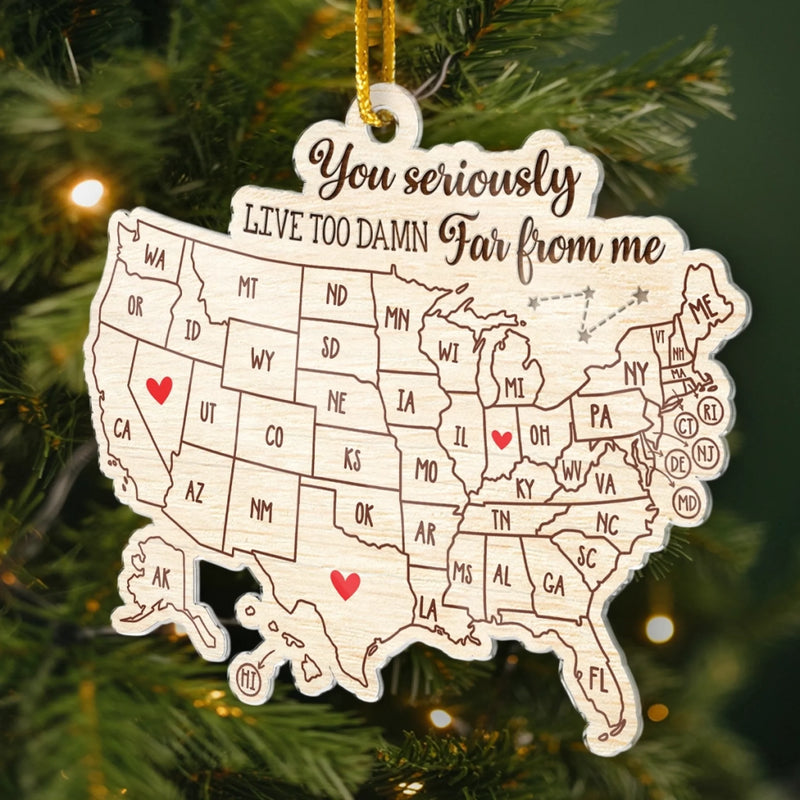 Custom Long Distance Acrylic Ornament - Personalized Best Friend Christmas Birthday Gifts For Women, Besties, Sisters, BFF - Bestie Love Knows No Distance