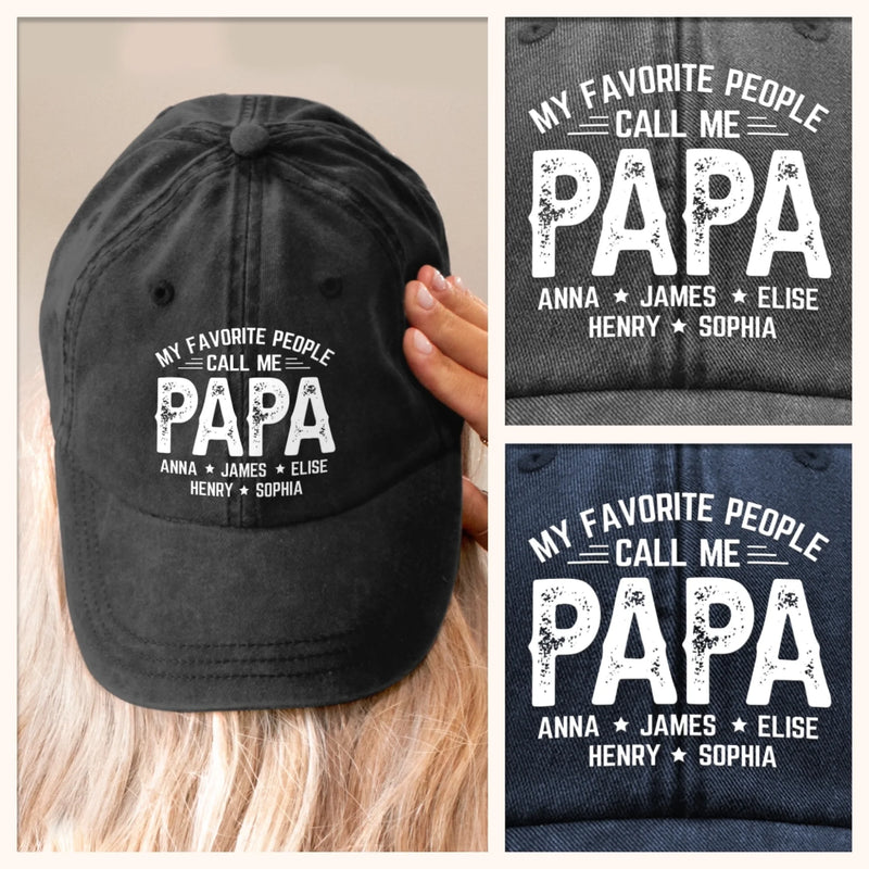 Custom Vintage Washed Denim Baseball Cap US - Personalized Birthday Gifts For Dad, Grandpa - Grandpa Makes Every Day Brighter