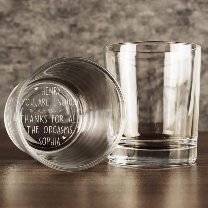 Custom Whiskey Glass - Personalized Anniversary Wedding Gifts For Husband And Wife, Him And Her, Wine, Bourbon, Whiskey Lovers - Just You And Me