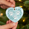 Custom Ceramic Ornament - Personalized Pet Christmas Memorial Sympathy Gifts For Dogs, Cats - Paws In Hearts Forever Loved