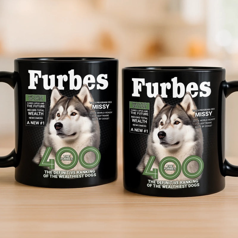 Custom Photo Magazine Black Mug - Personalized Birthday Gifts For Dog Cat Lovers, Dog Dad And Mom, Cat Owners - Sipping With My Fur Baby