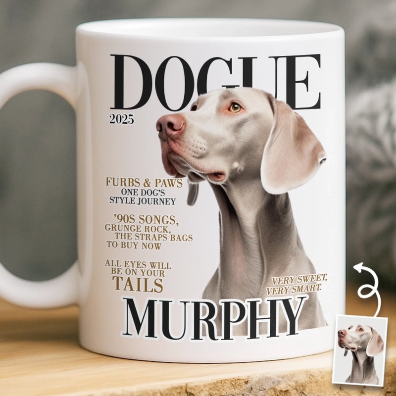 Custom Photo Magazine Mug - Personalized Birthday Gifts For Dog Lovers, Dog Dad And Mom - Captured Love In A Cup