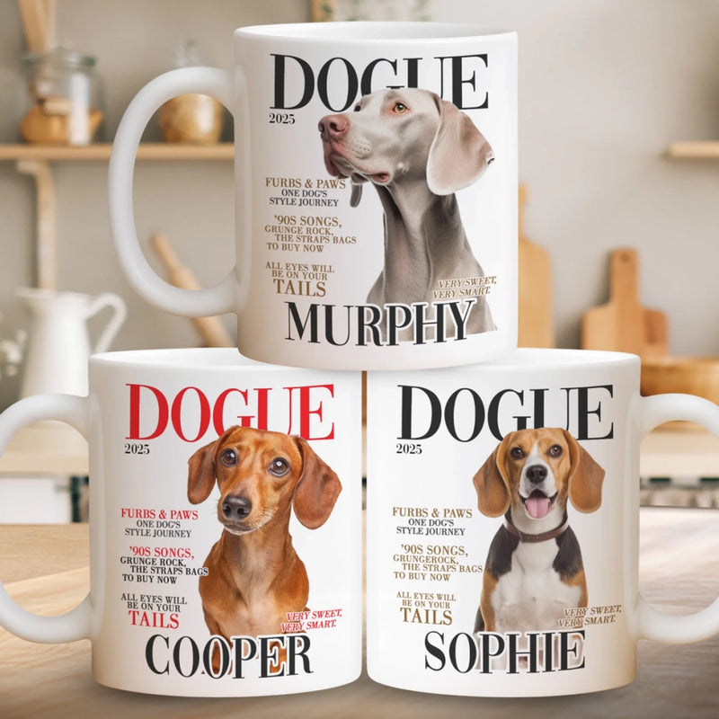 Custom Photo Magazine Mug - Personalized Birthday Gifts For Dog Lovers, Dog Dad And Mom - Captured Love In A Cup