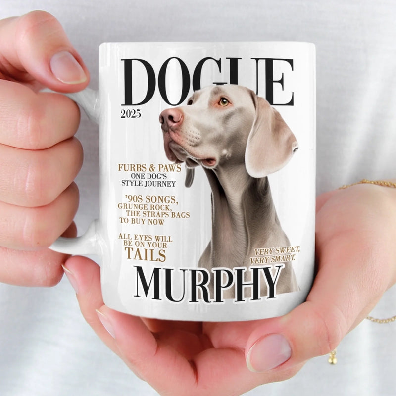 Custom Photo Magazine Mug - Personalized Birthday Gifts For Dog Lovers, Dog Dad And Mom - Captured Love In A Cup