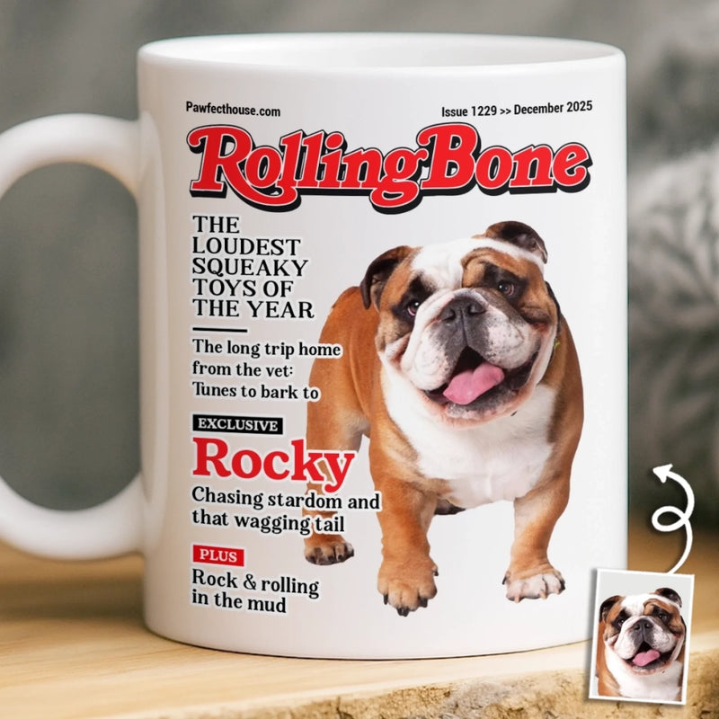 Custom Photo Magazine Mug - Personalized Birthday Gifts For Dog Lovers, Dog Dad And Mom - Smiling Because Of You