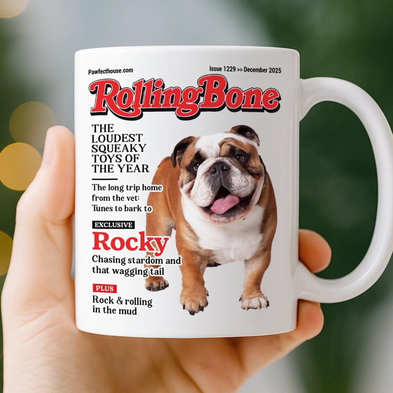 Custom Photo Magazine Mug - Personalized Birthday Gifts For Dog Lovers, Dog Dad And Mom - Smiling Because Of You